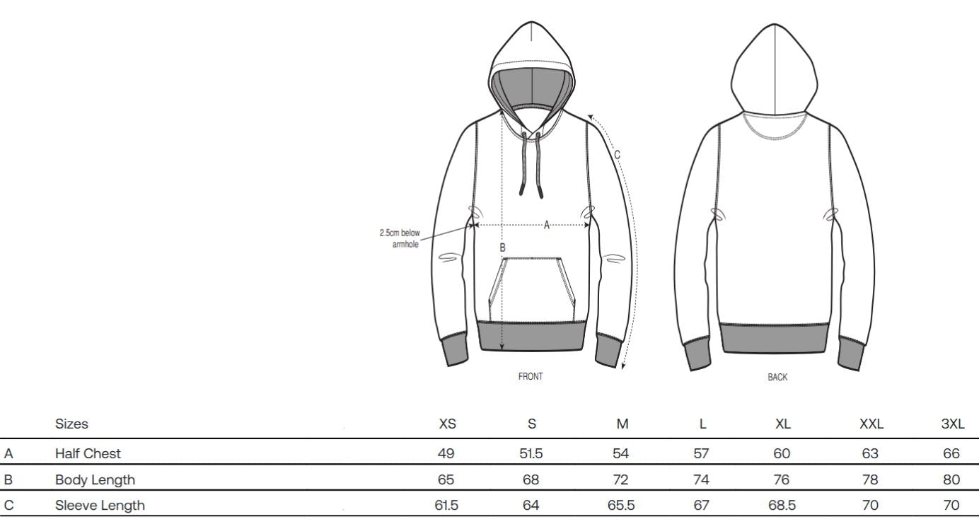 Größentabelle Hoodie